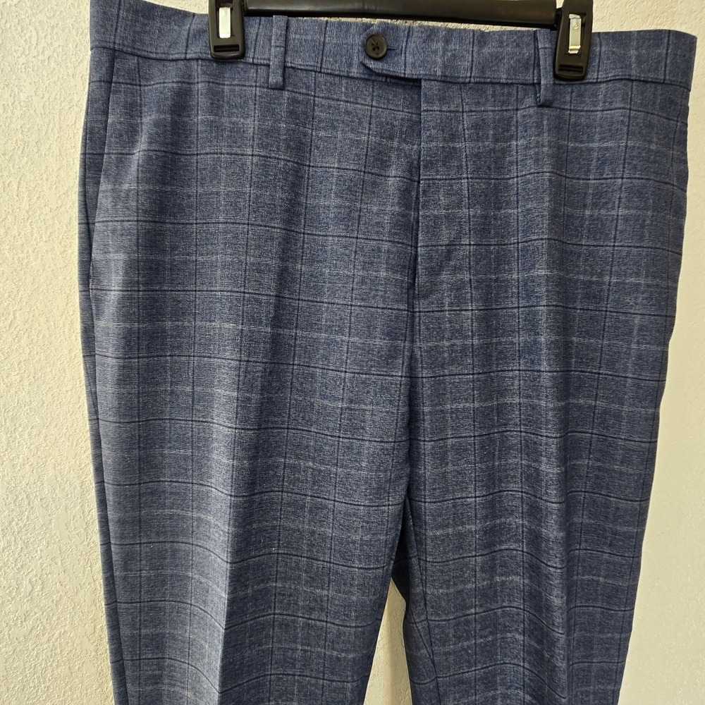 Banana‎ Republic Tailored Fit Dress Pants Mens 35x30 Blue Plaid Windowpane...